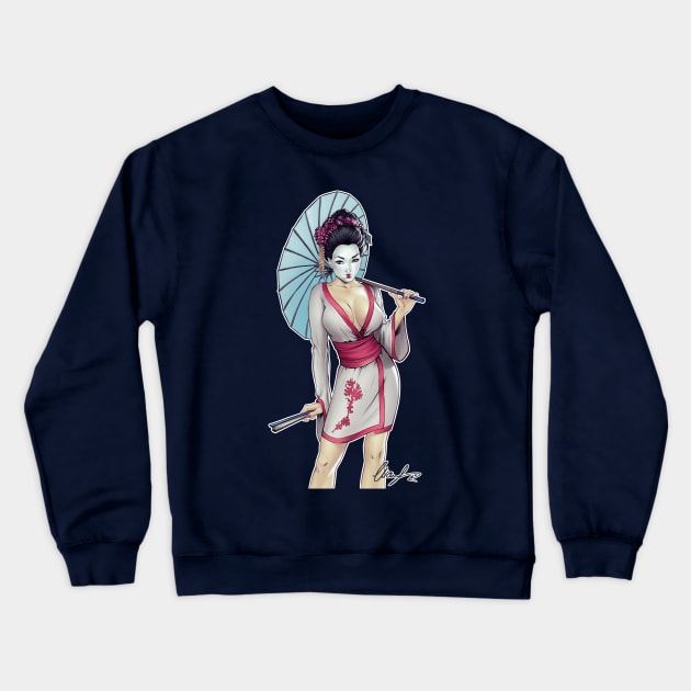 Geisha Pinup Crewneck Sweatshirt by Eliaschatzoudis